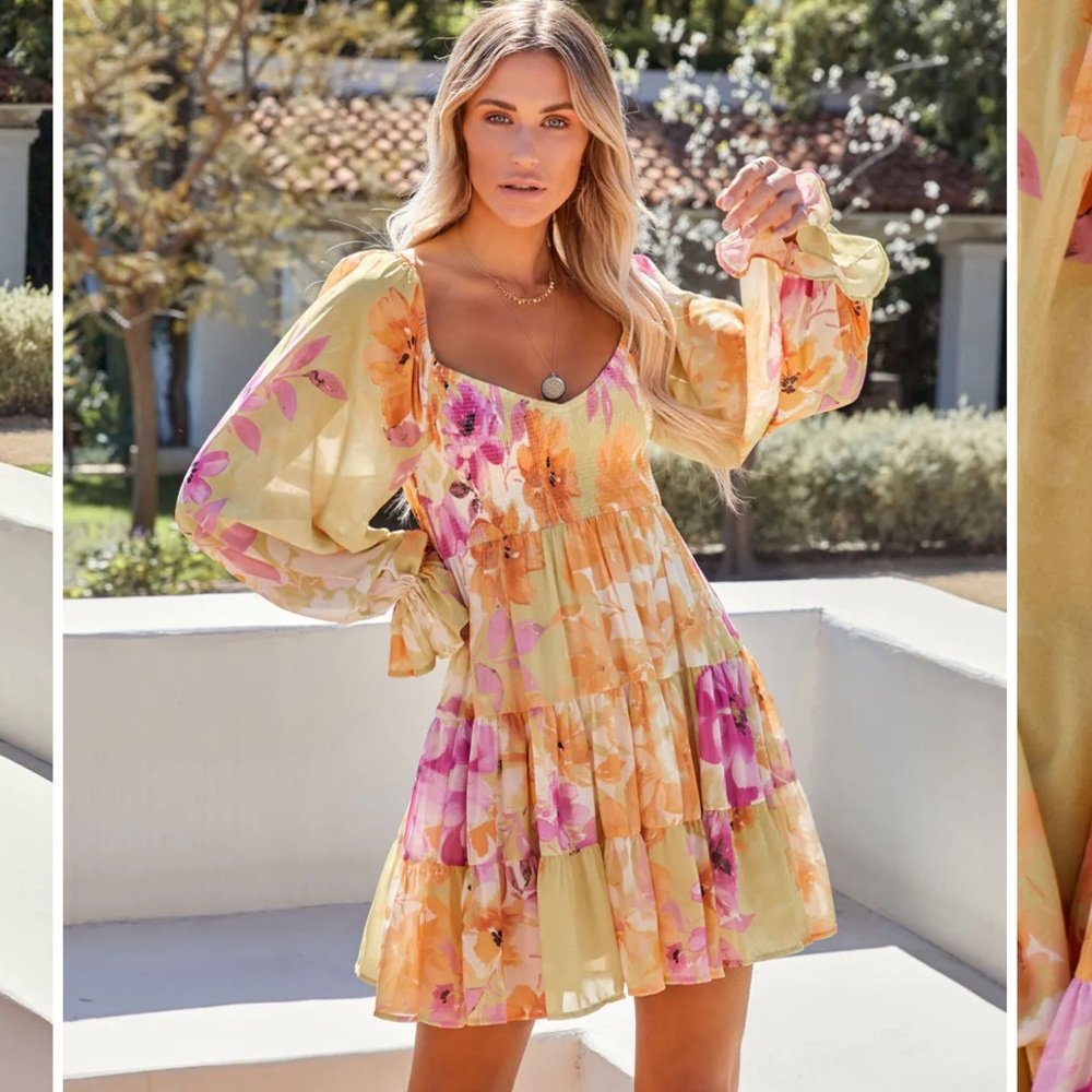 Vici smocked floral babydoll dress
